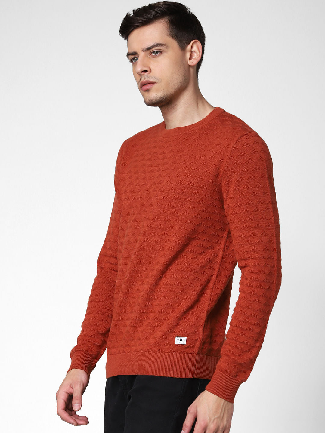 Brick Red Textured Pullover