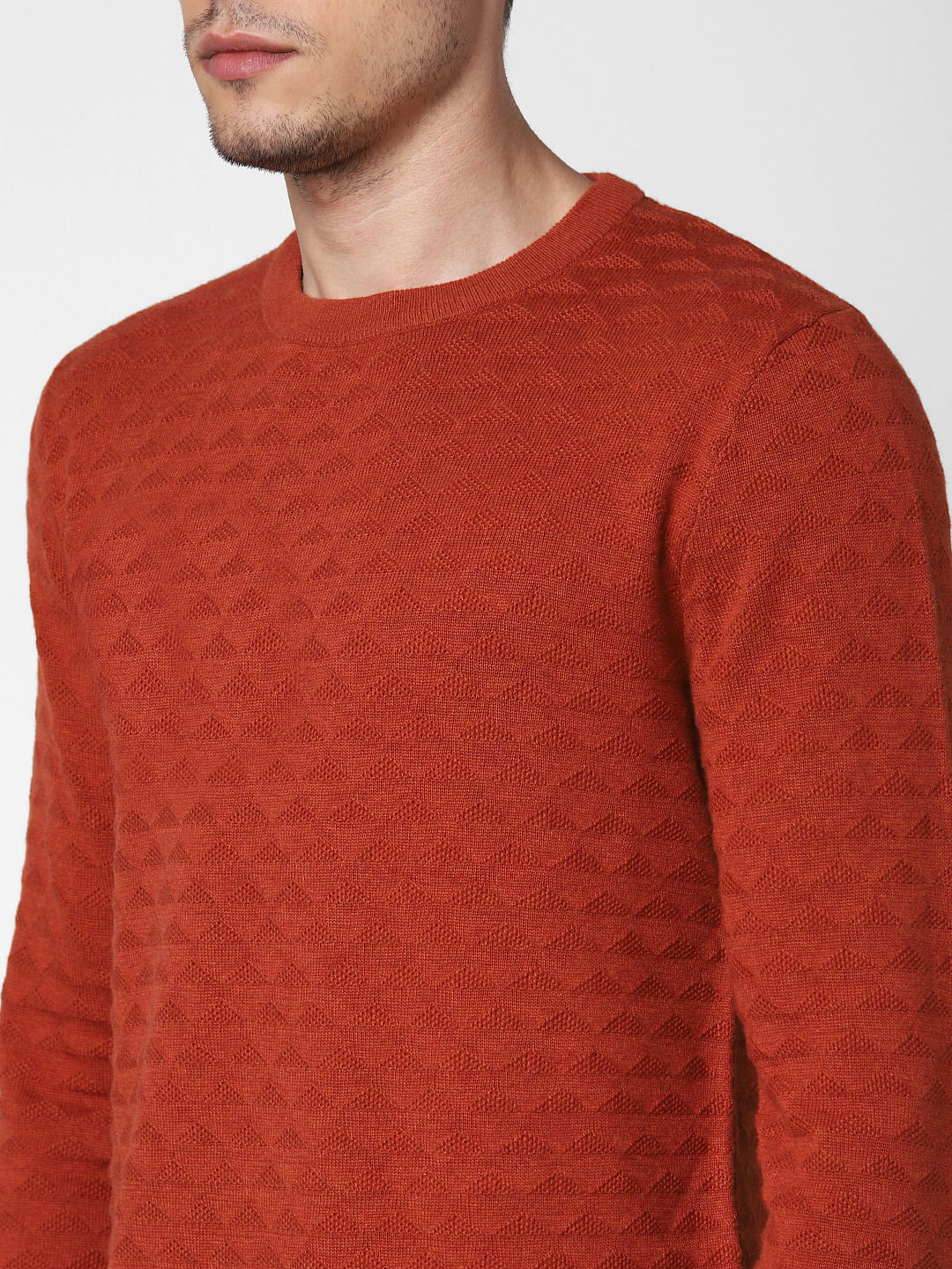Brick Red Textured Pullover