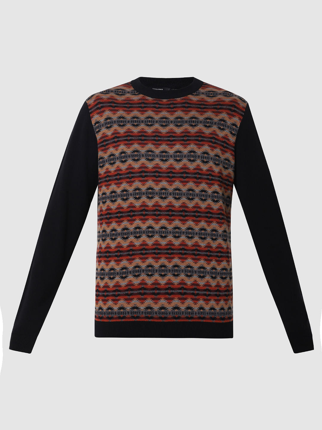 Black Striped Print Pullover