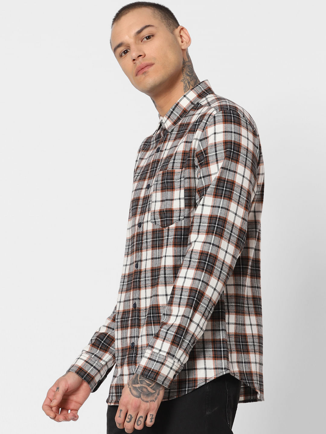 Grey Check Full Sleeves Shirt