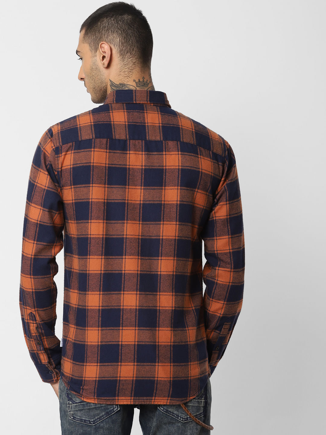 Brown Check Full Sleeves Shirt