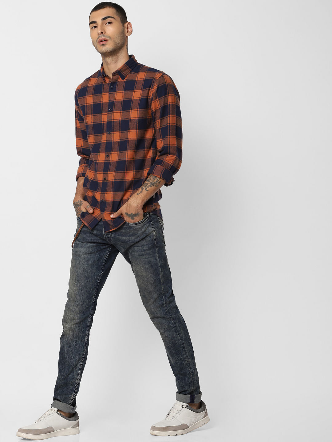 Brown Check Full Sleeves Shirt
