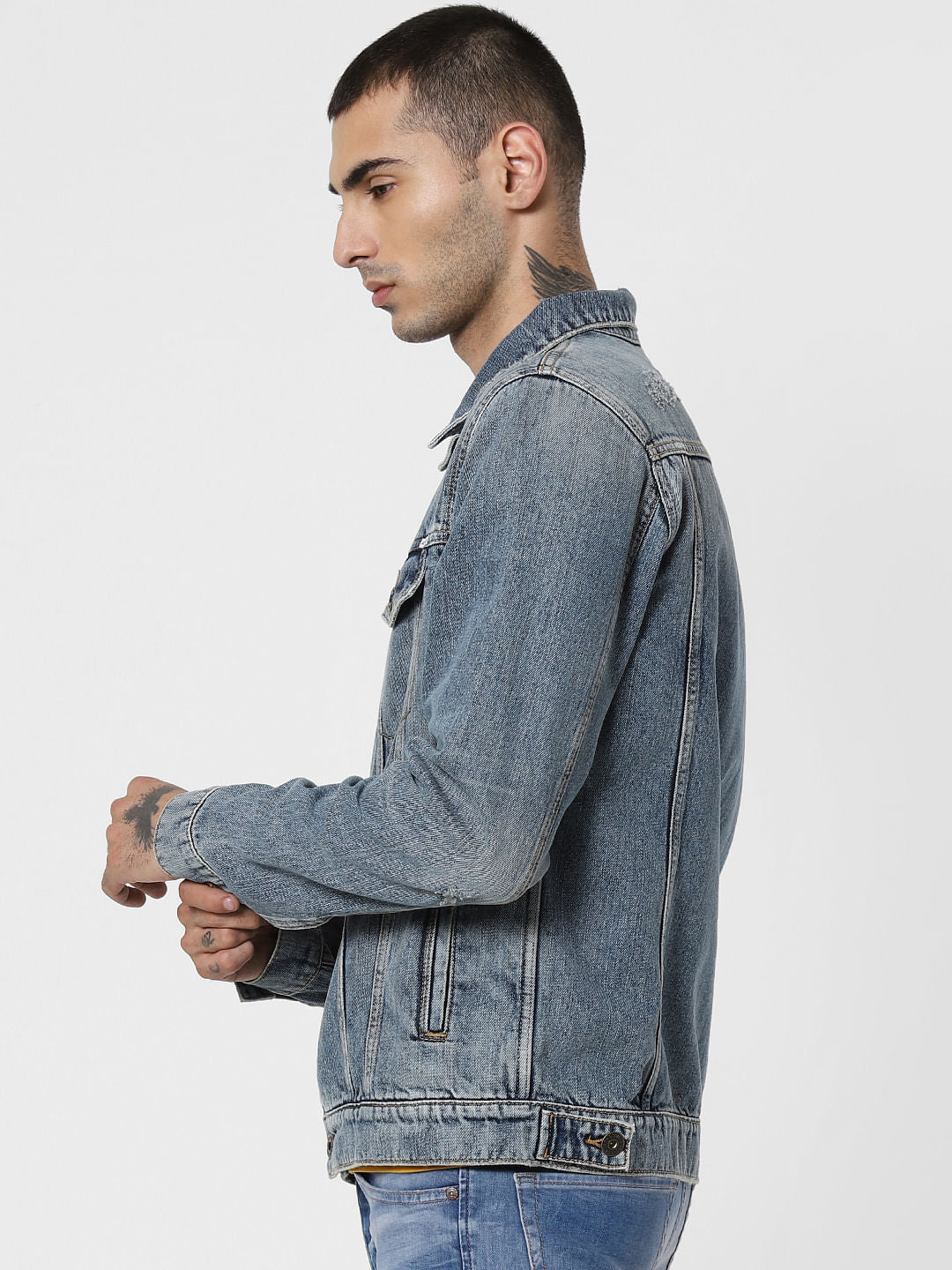 Blue Heavily Washed Denim Jacket