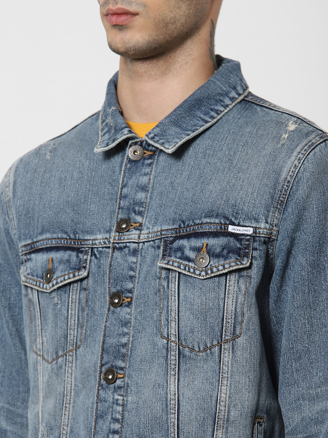 Blue Heavily Washed Denim Jacket