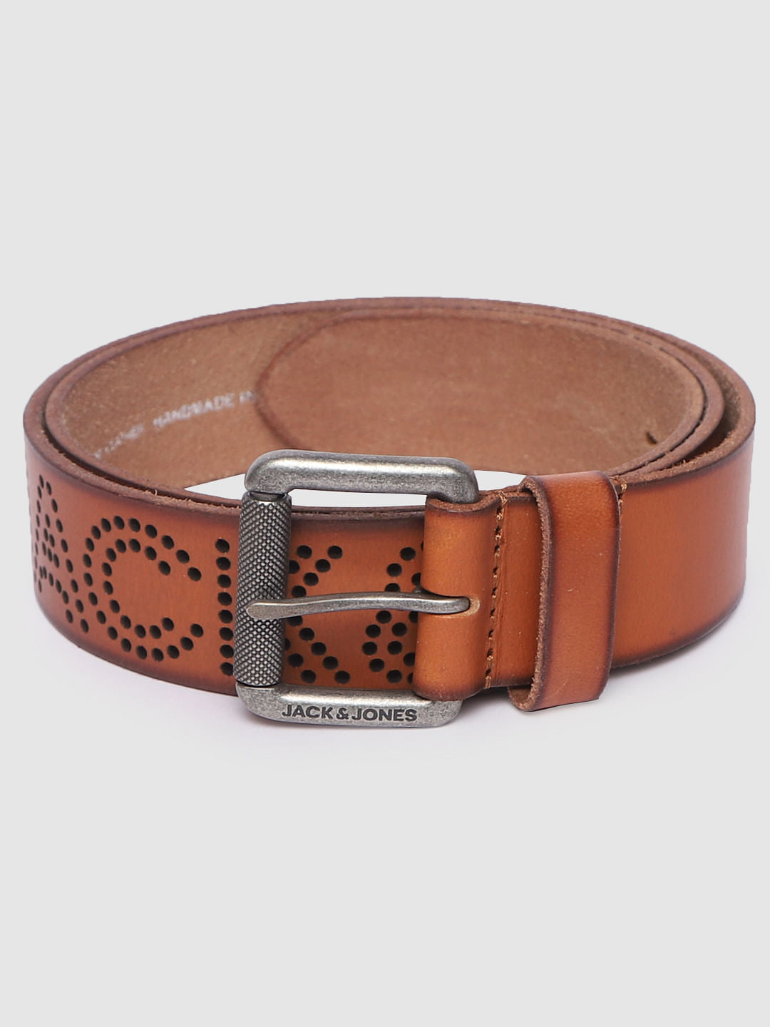 Tan Logo Detail Leather Belt - 32