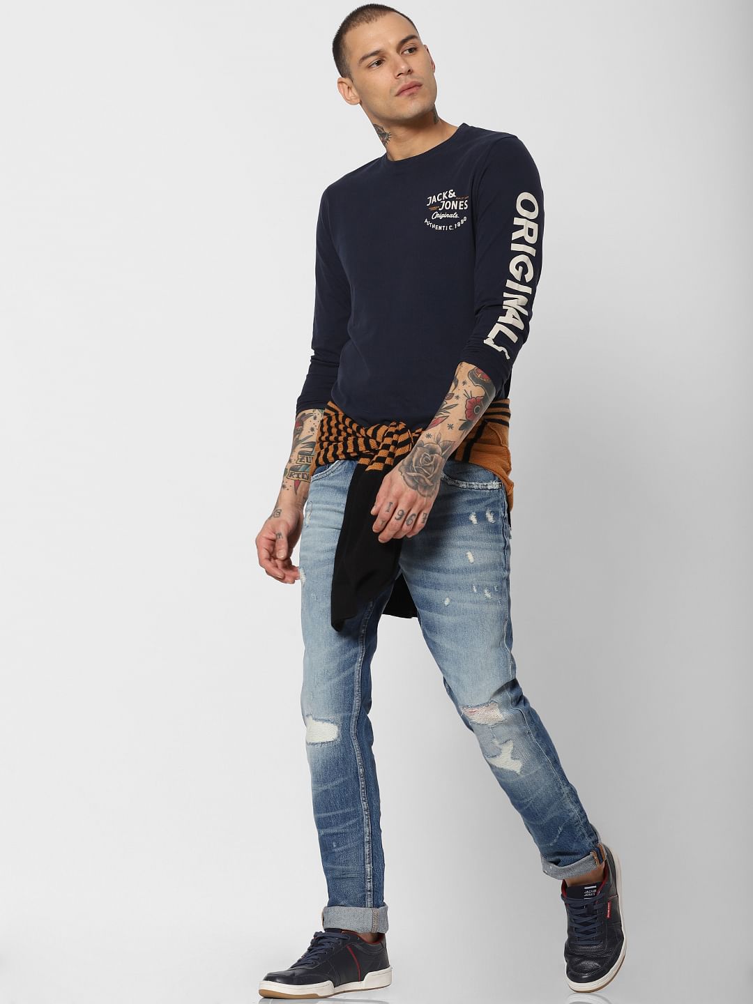 Blue Low Rise Kinetic Stretch Faded Tim Anti Fit Jeans