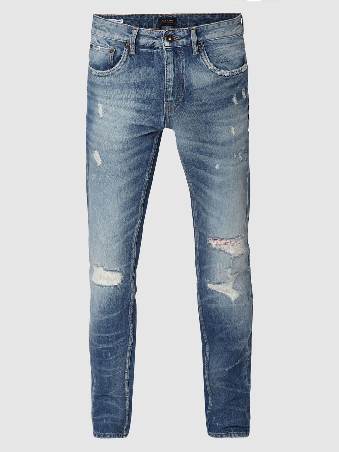 Blue Low Rise Kinetic Stretch Faded Tim Anti Fit Jeans