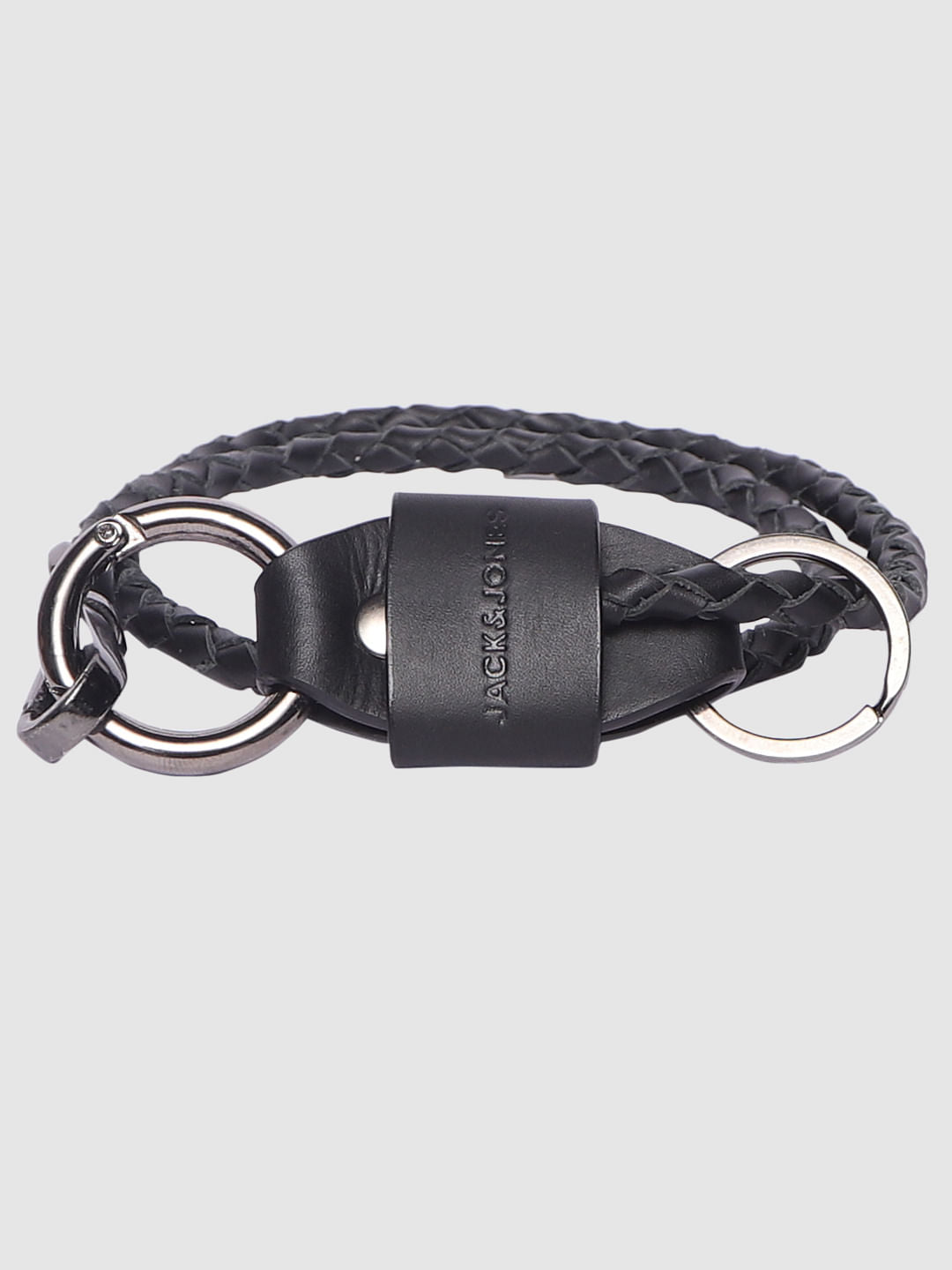 Black Braided Leather Lanyard - ONE