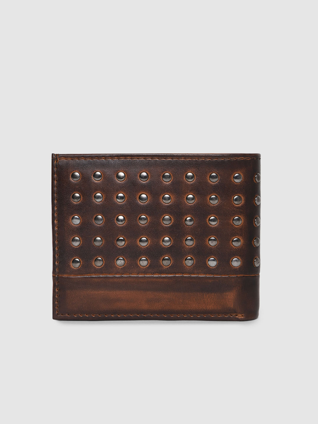 Brown Studded Leather Wallet