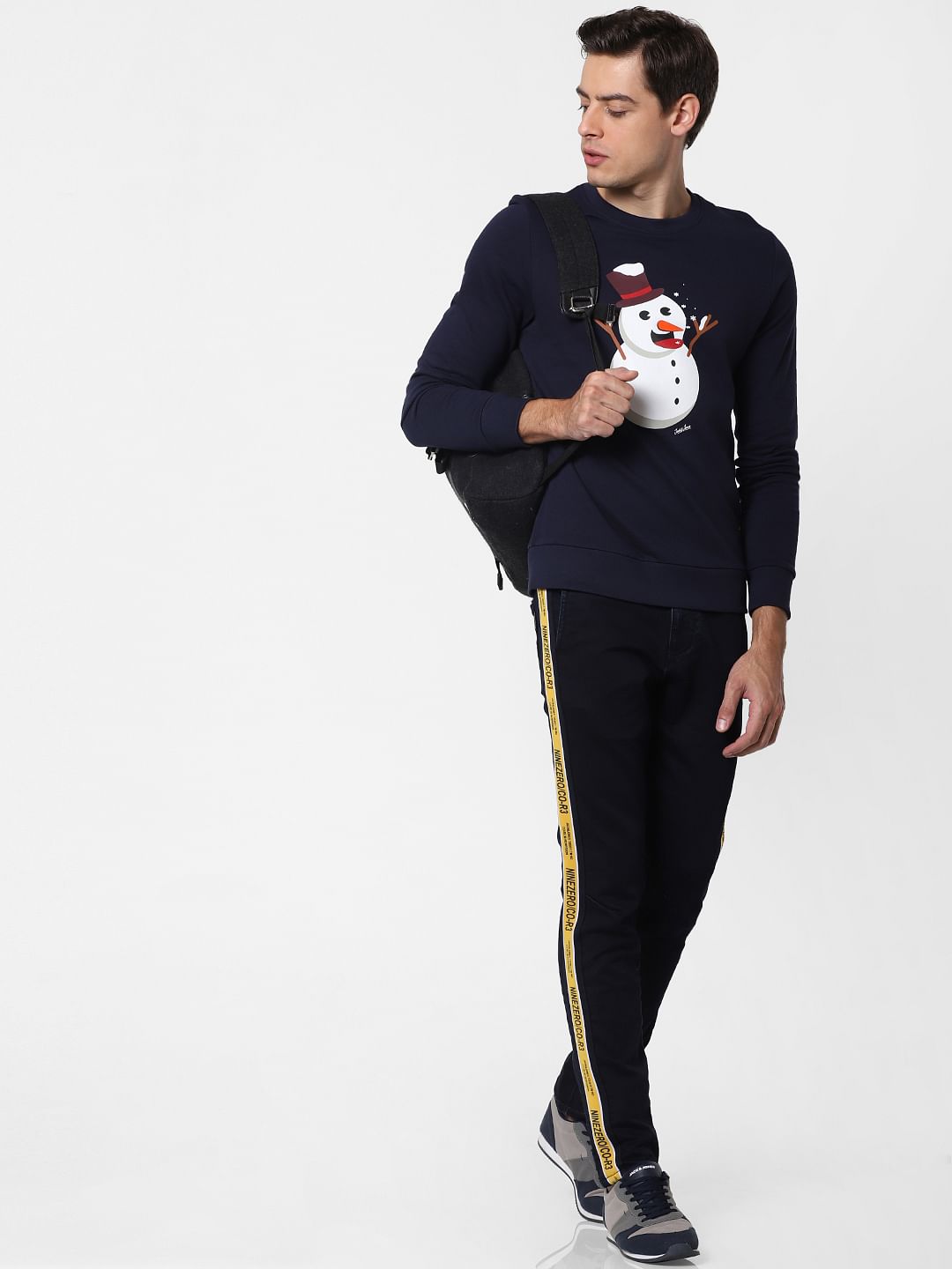 Navy Blue Snowman Graphic Sweatshirt - S