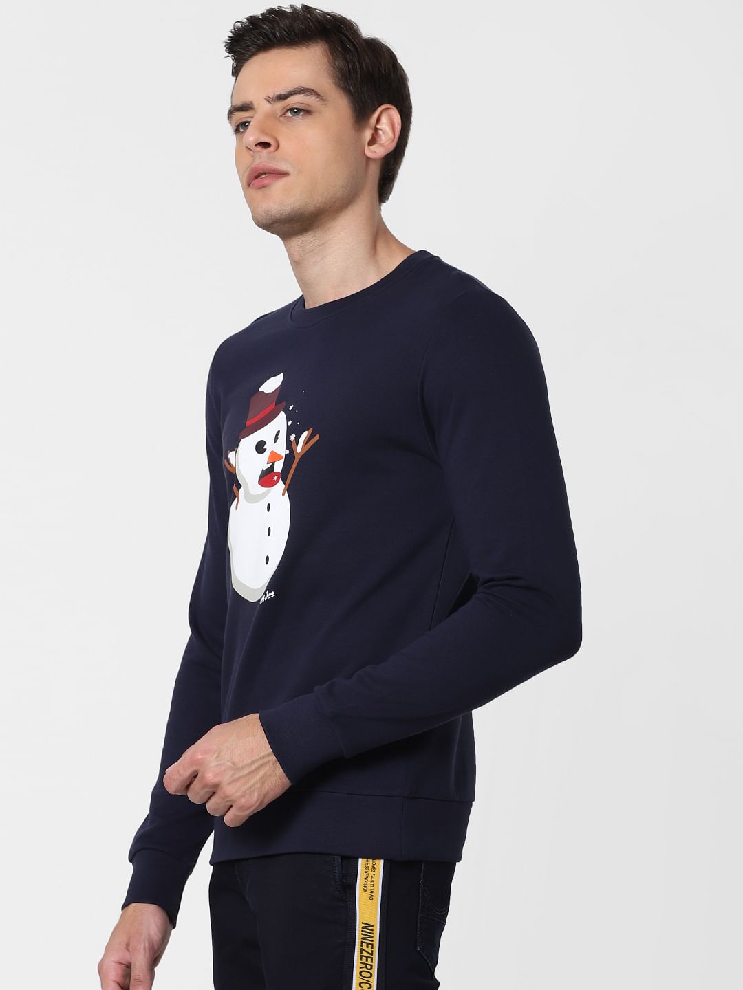 Navy Blue Snowman Graphic Sweatshirt