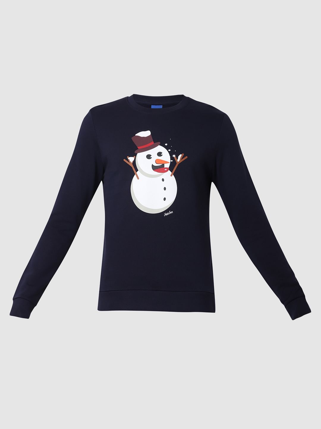 Navy Blue Snowman Graphic Sweatshirt