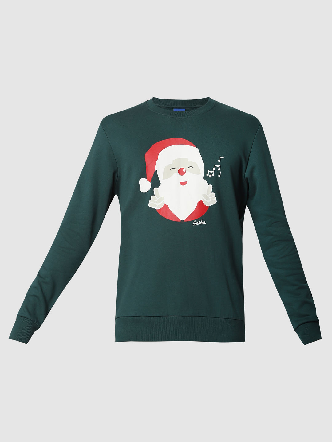 Green Santa Graphic Print Sweatshirt