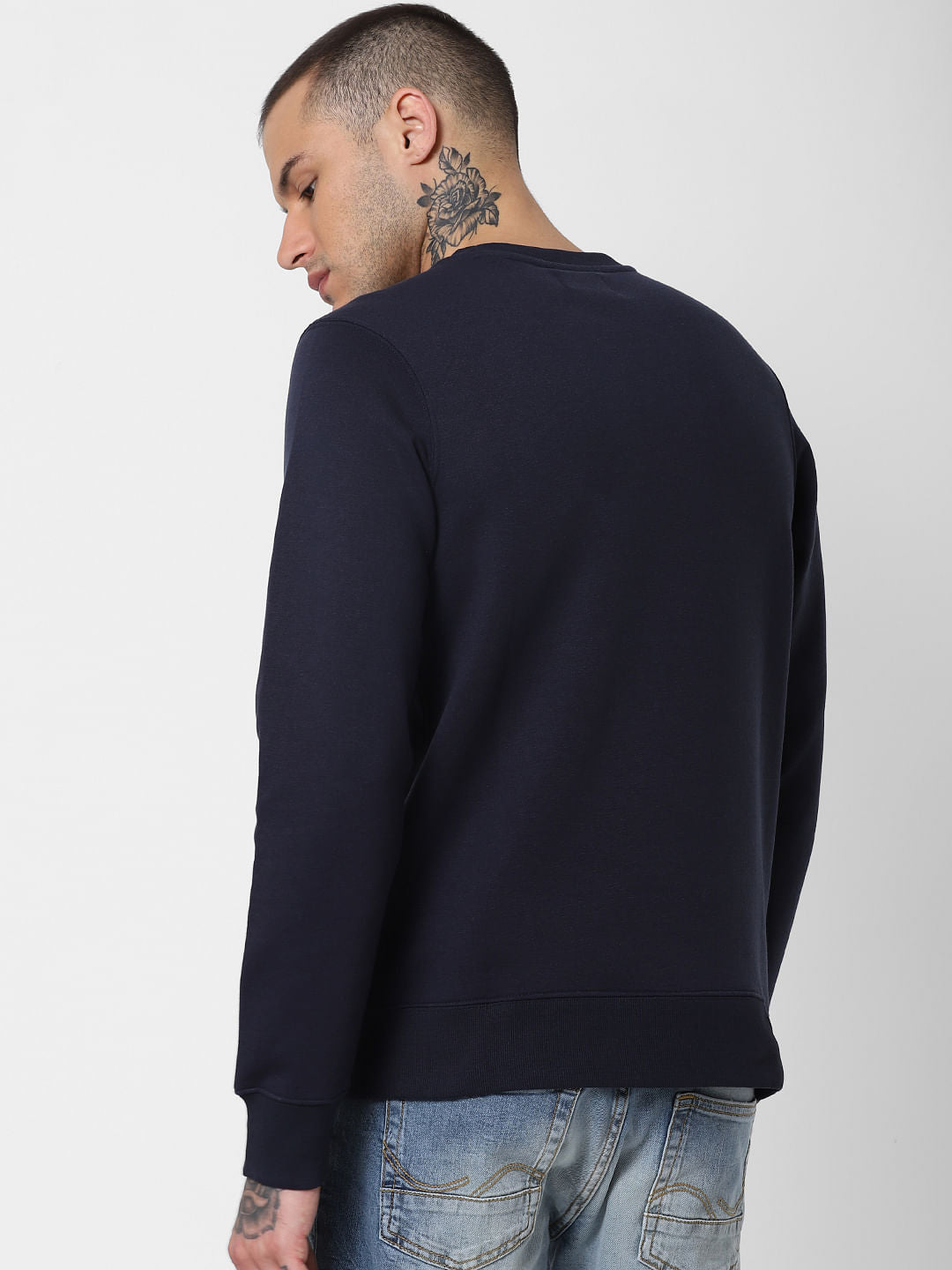 Navy Blue Graphic Print Sweatshirt