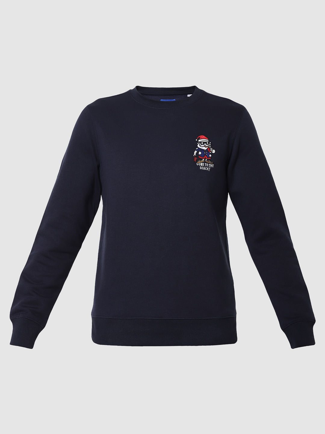 Navy Blue Graphic Print Sweatshirt