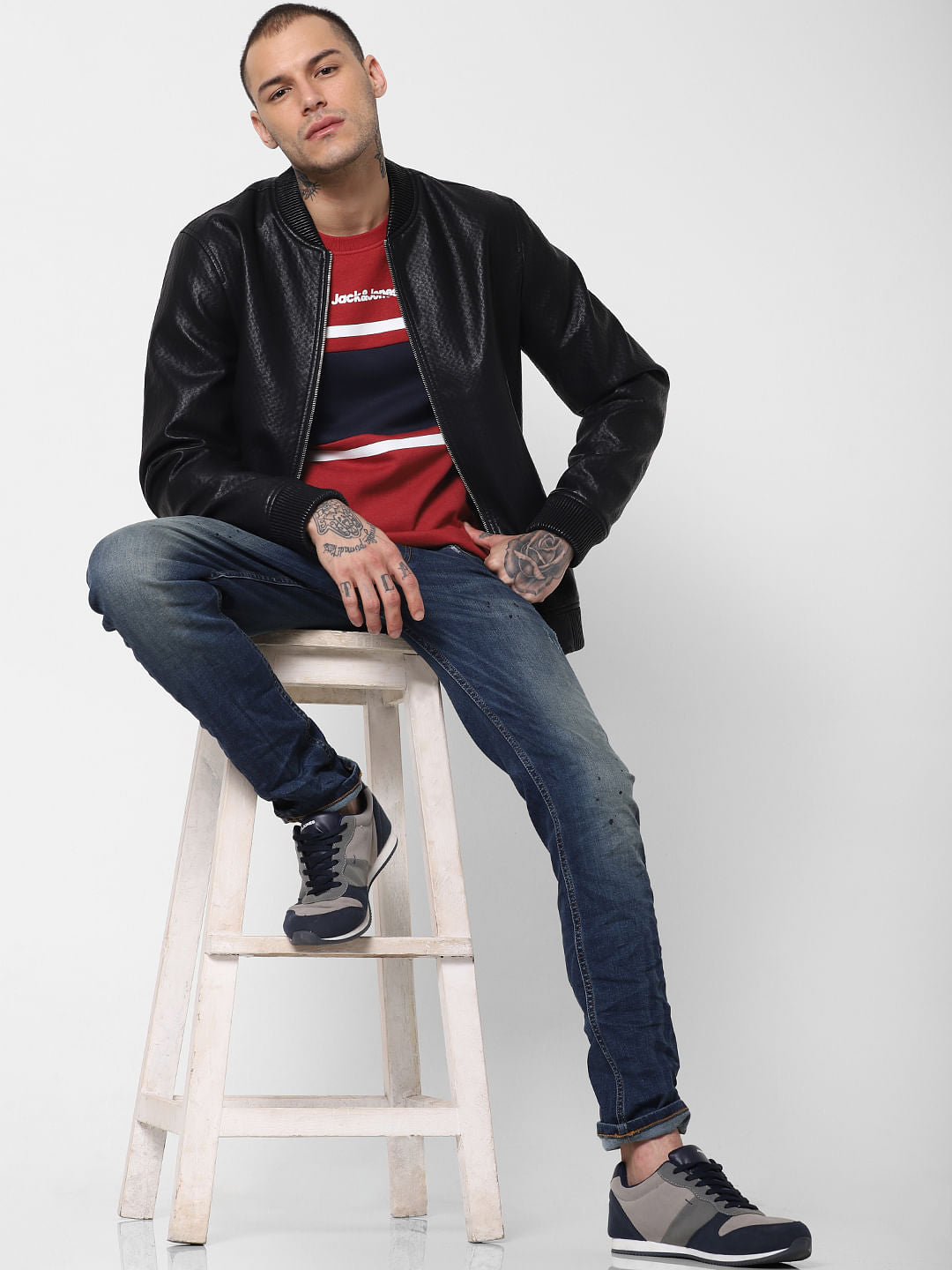 Red Colourblocked Sweatshirt - S