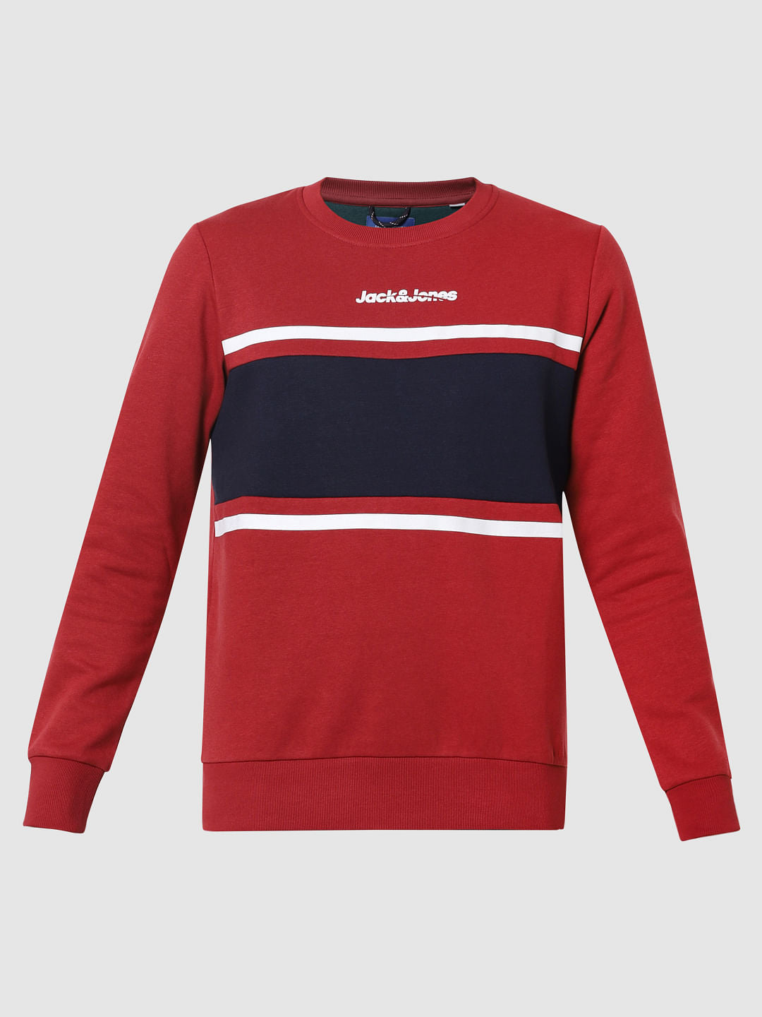 Red Colourblocked Sweatshirt