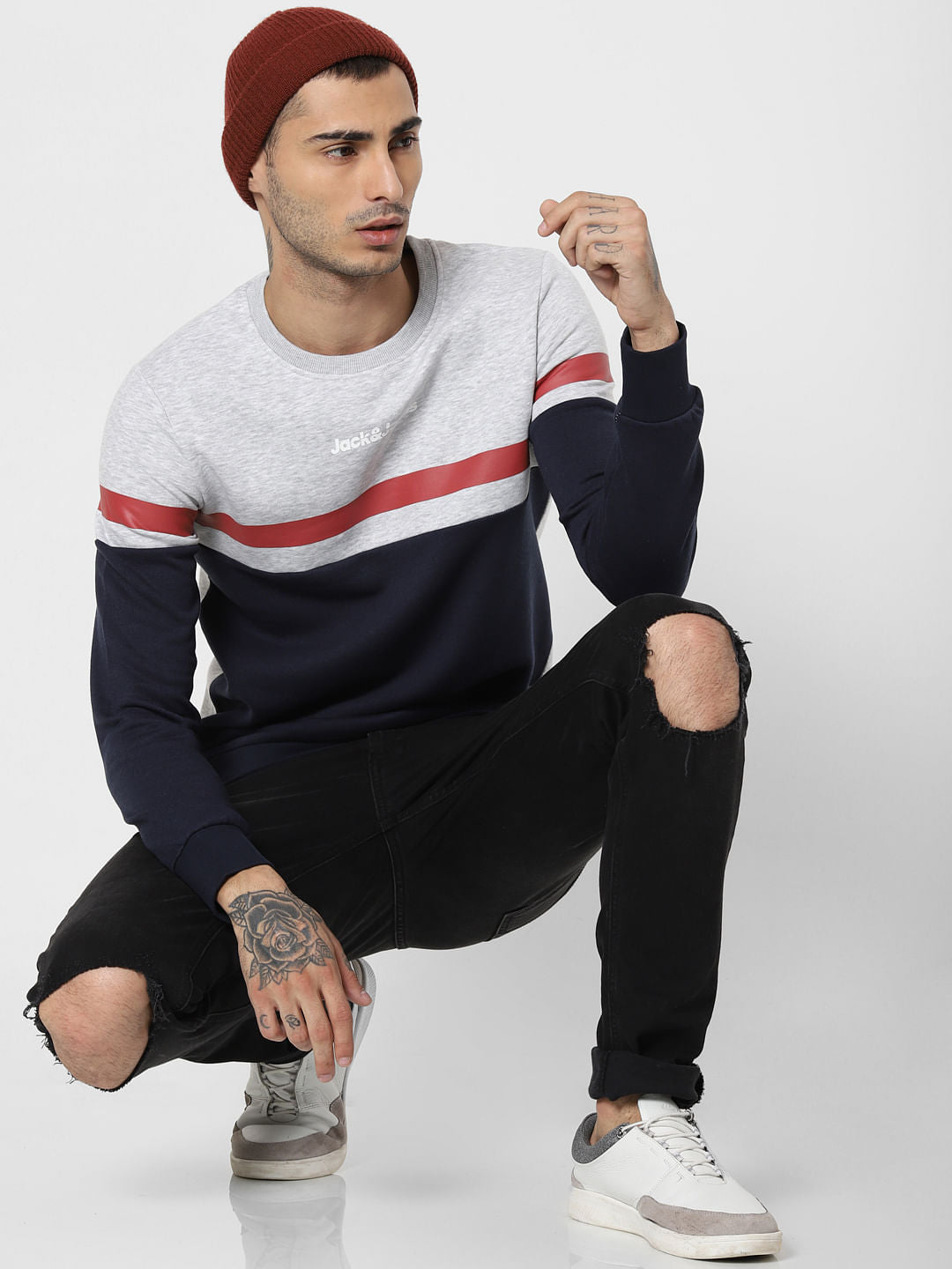 Light Grey Colourblocked Sweatshirt