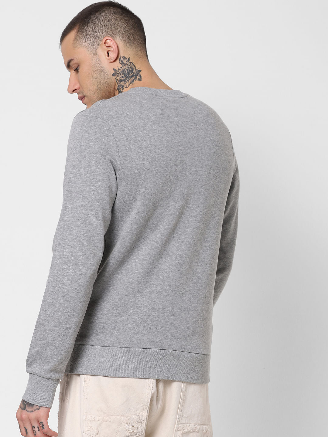 Grey Penguin Print Sweatshirt