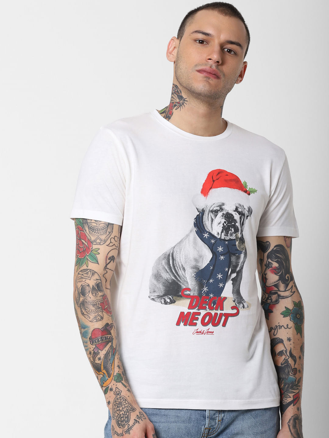 White Dog Graphic Crew Neck T-Shirt