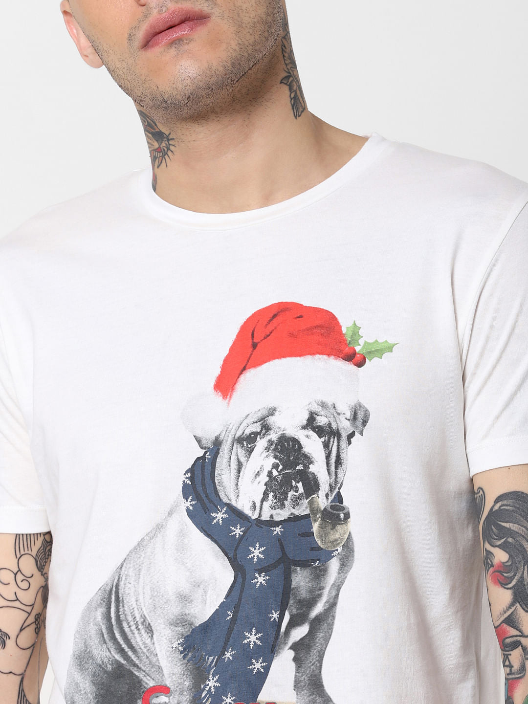 White Dog Graphic Crew Neck T-Shirt