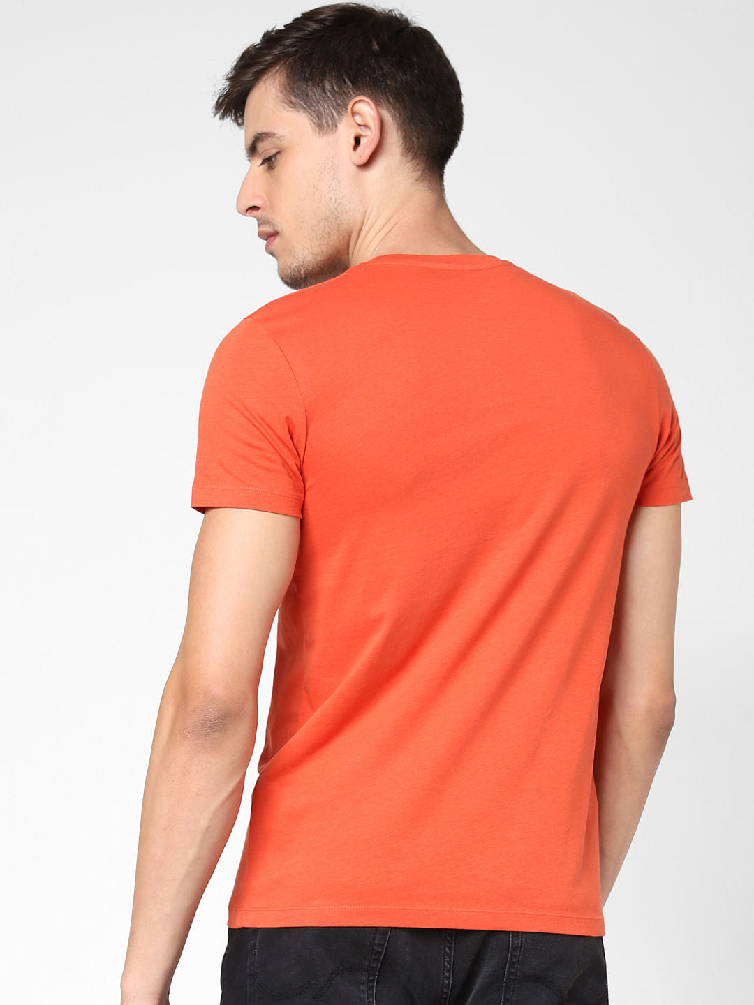 Orange Astronaut Print Crew Neck T-Shirt
