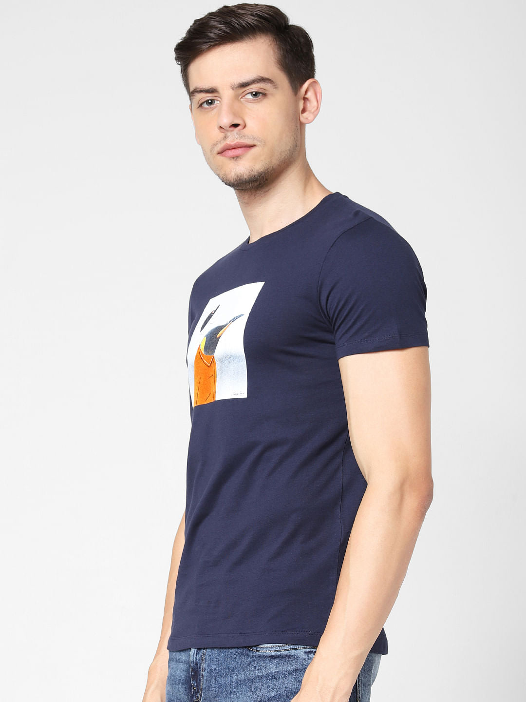Navy Blue Penguin Print T-Shirt