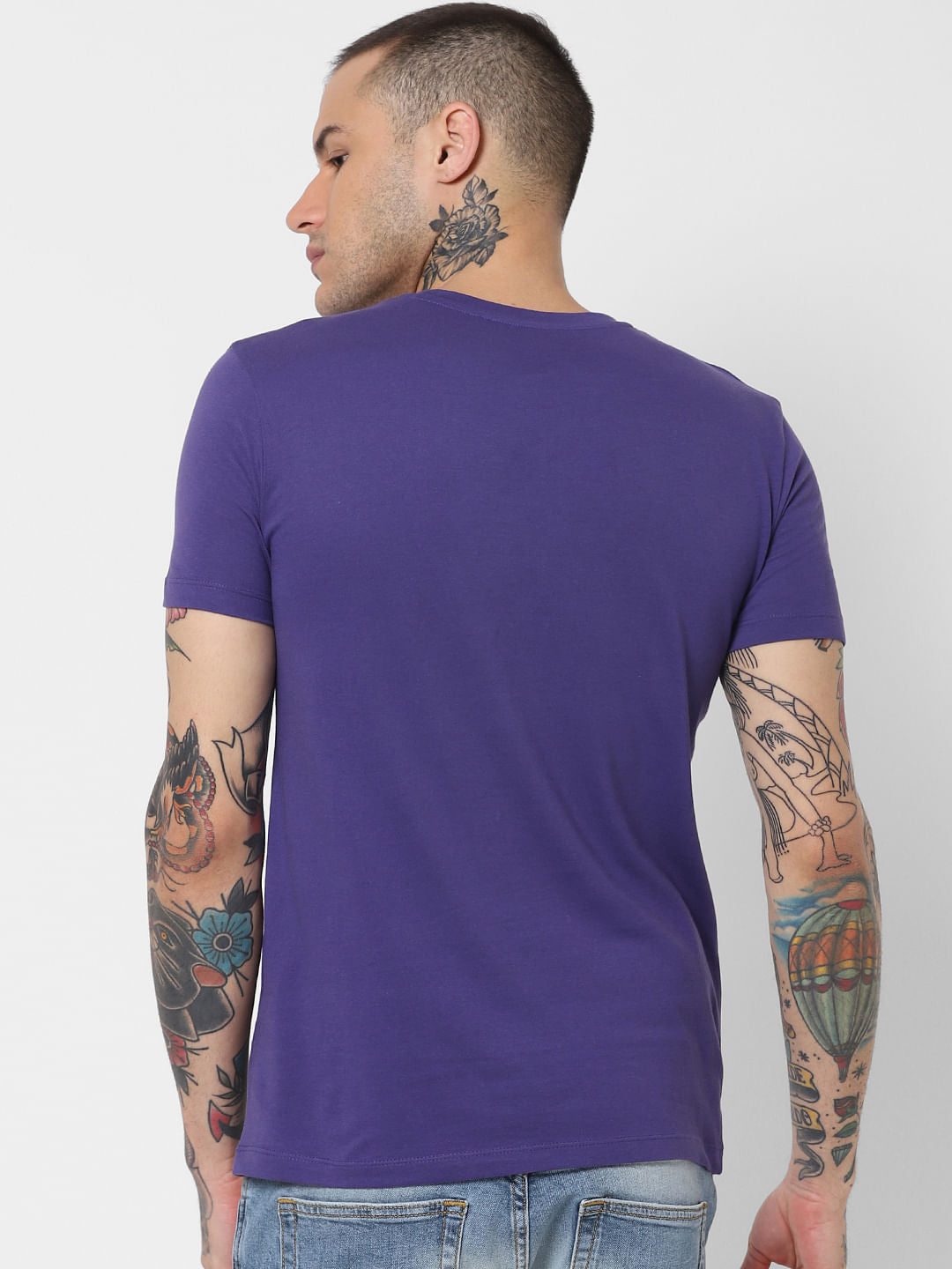 Blue Graphic Print Crew Neck T-Shirt