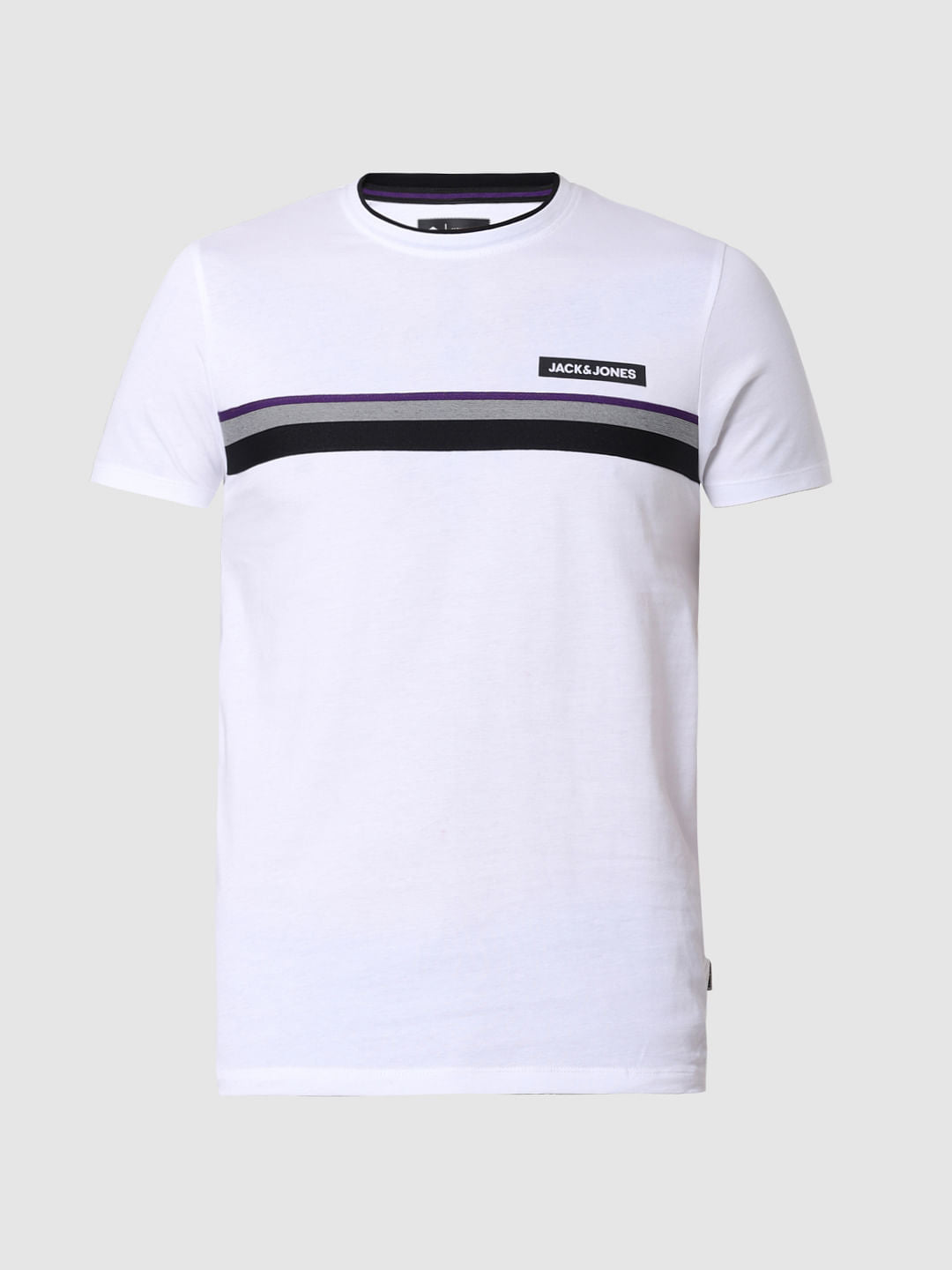 White Logo Print Crew Neck T-Shirt