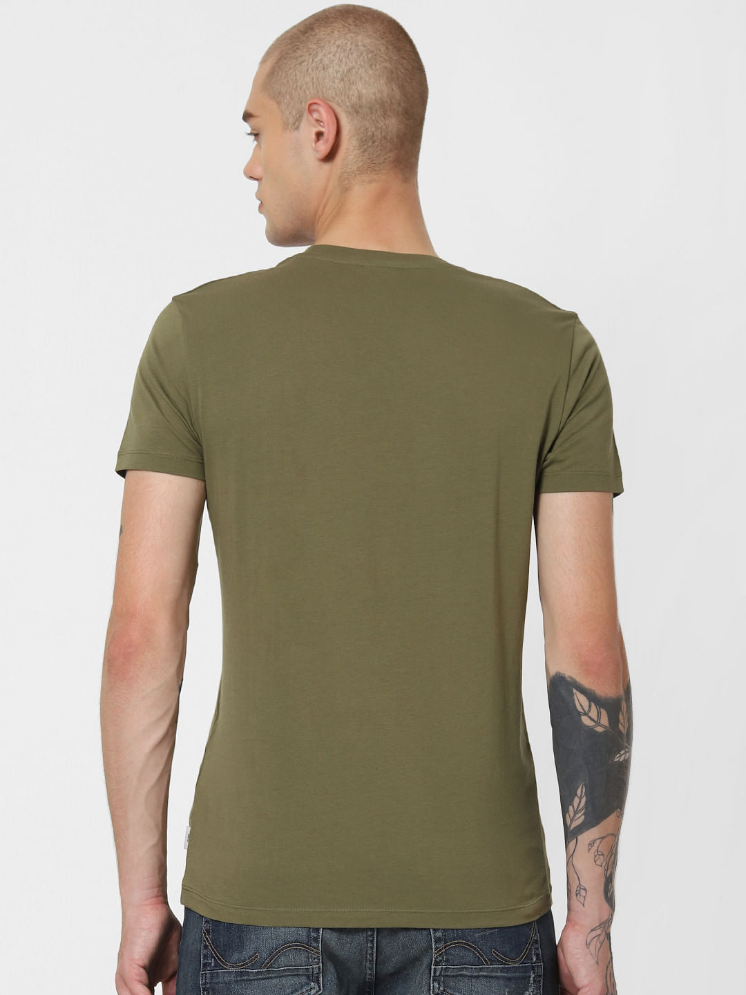 Green Patch Print Crew Neck T-Shirt