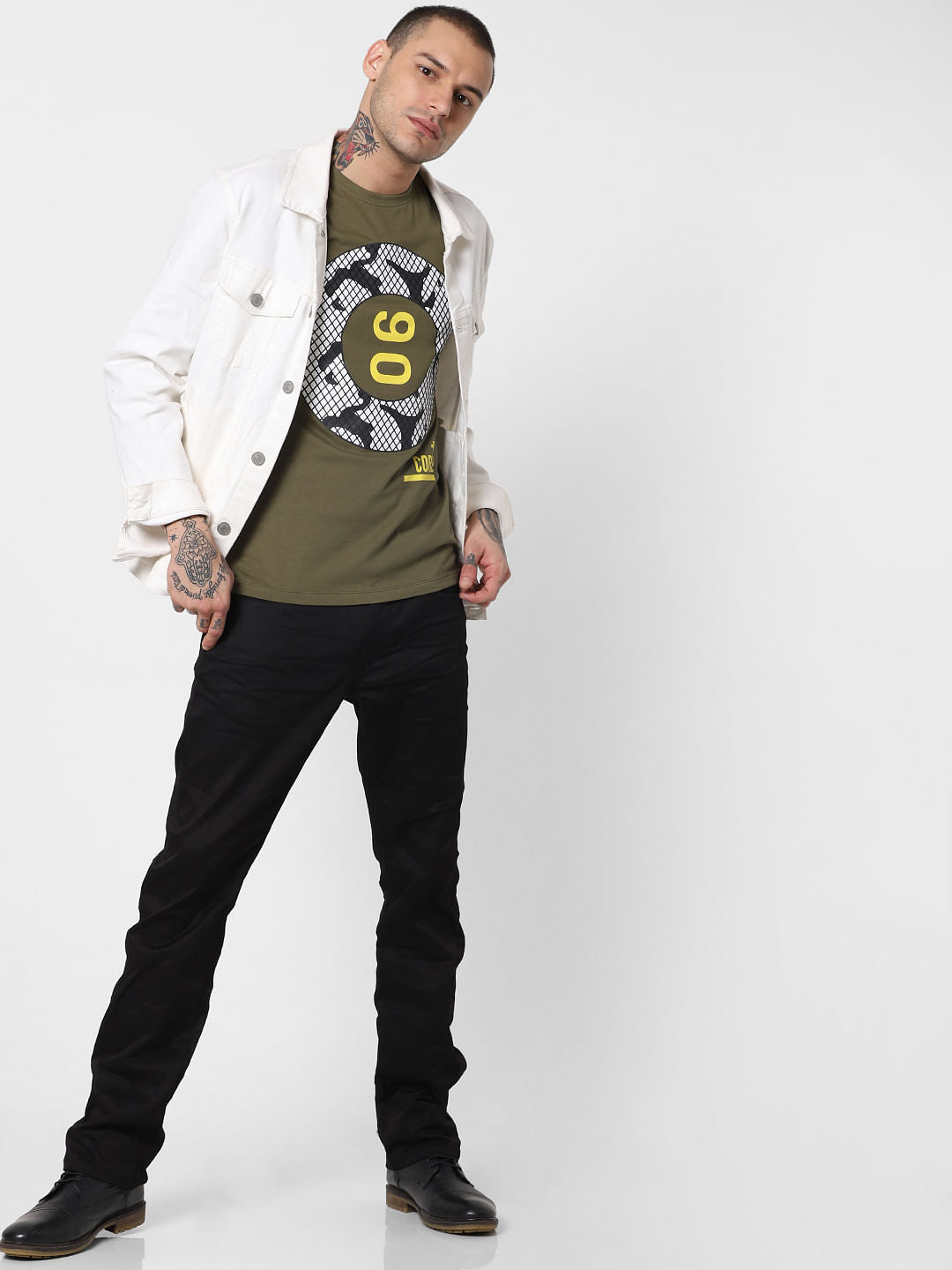 Green Graphic Print Crew Neck T-Shirt - S