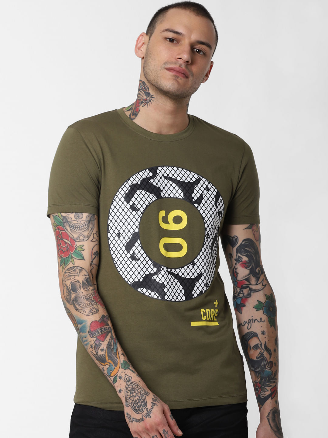 Green Graphic Print Crew Neck T-Shirt