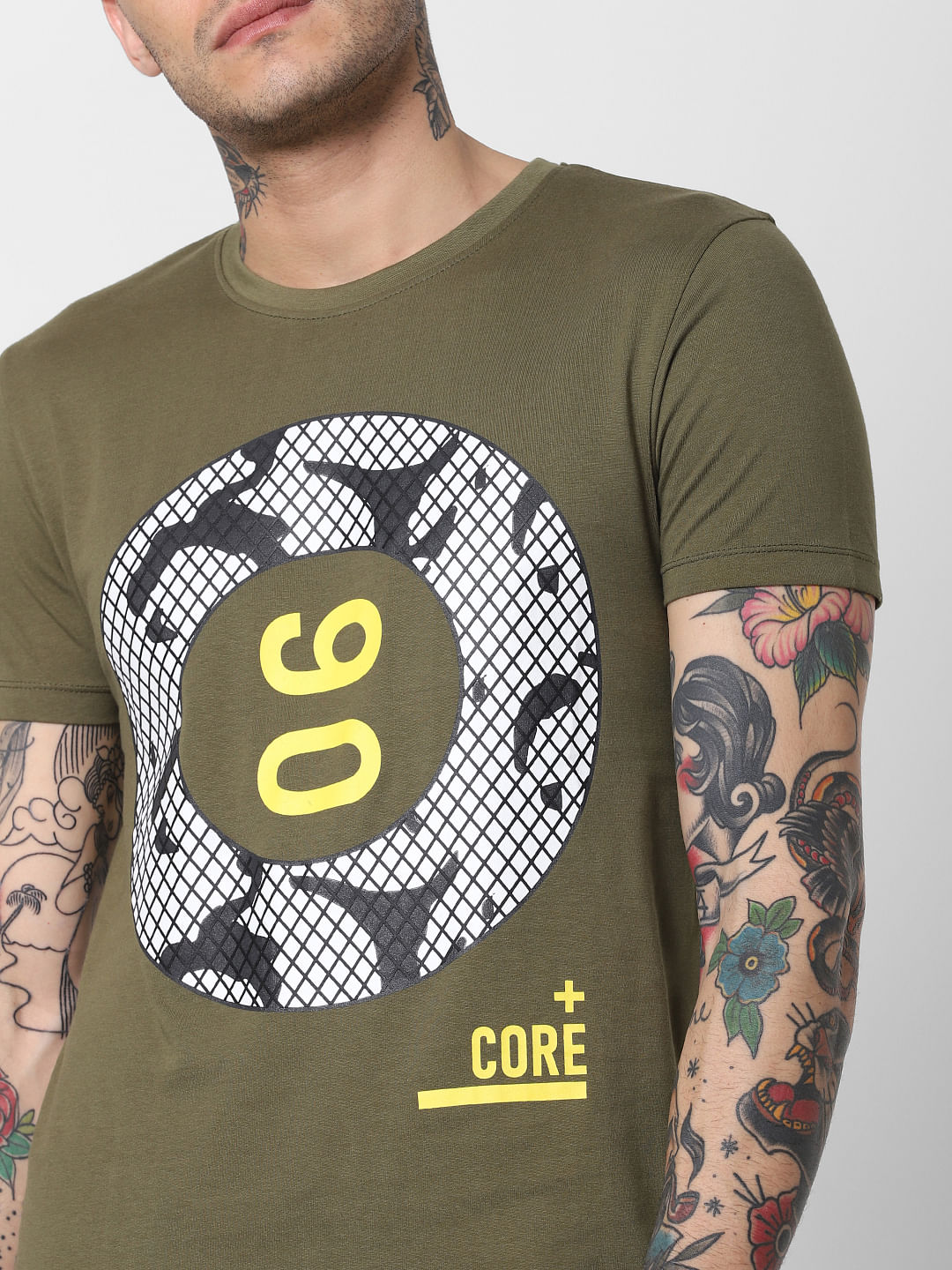 Green Graphic Print Crew Neck T-Shirt