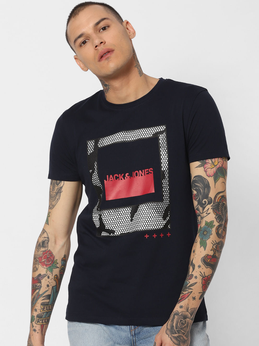 Black Graphic Print Crew Neck T-Shirt