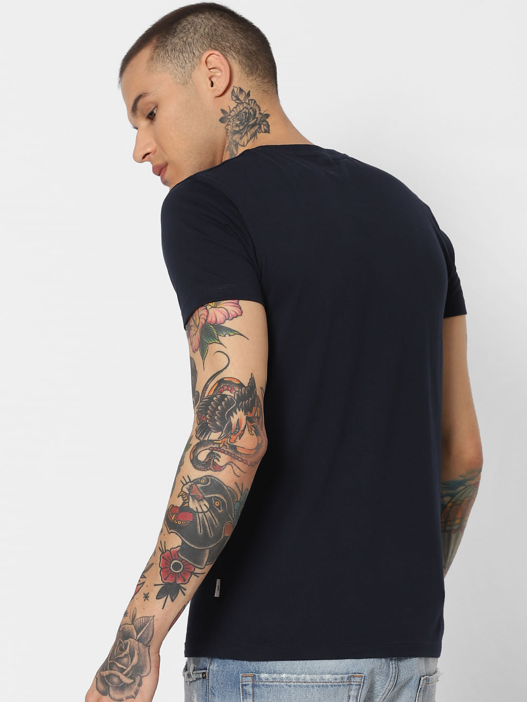 Black Graphic Print Crew Neck T-Shirt