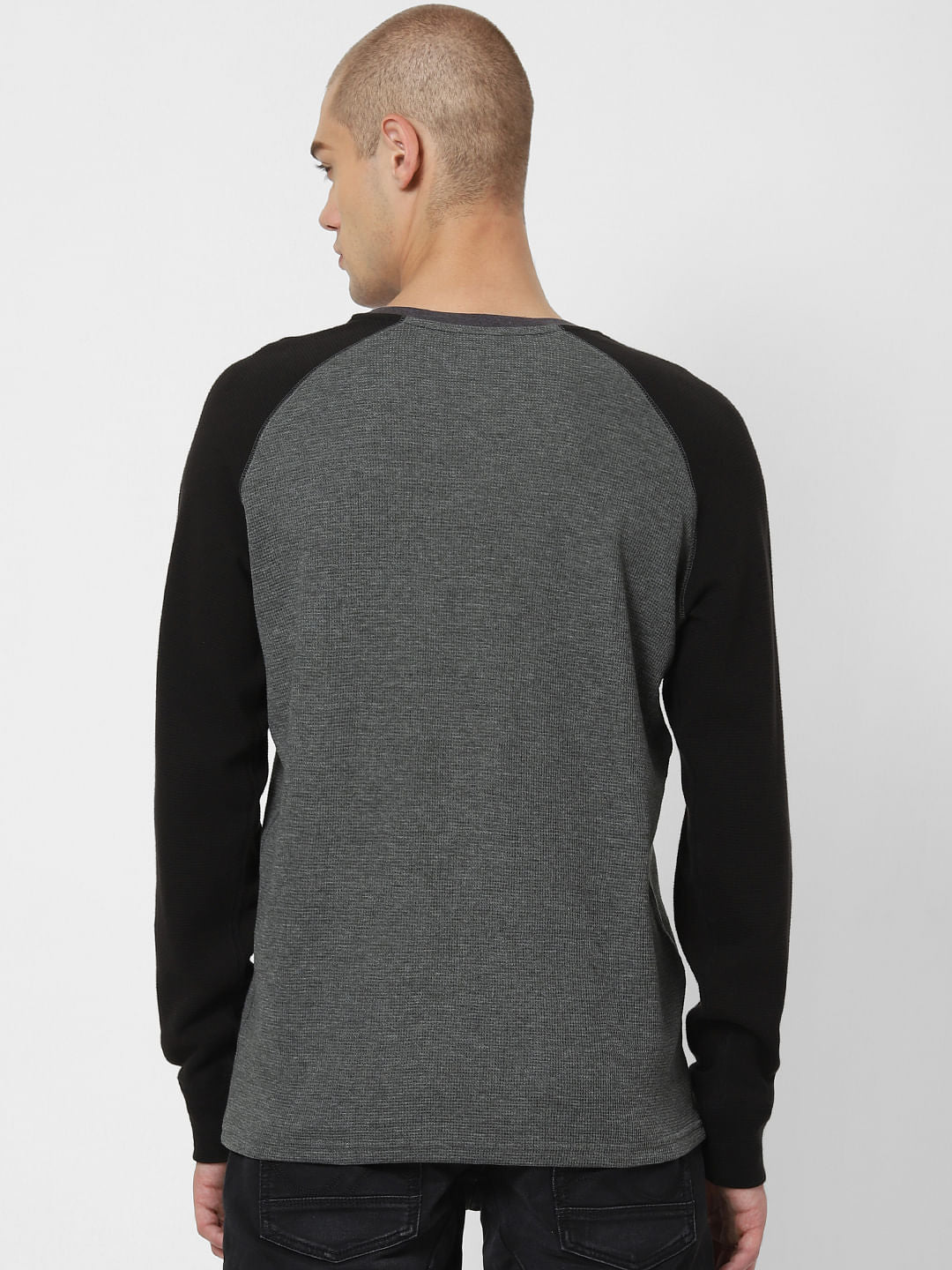 Grey Colourblocked Crew Neck T-Shirt