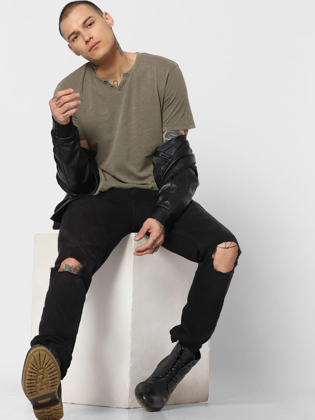 Green Washed Crew Neck T-Shirt
