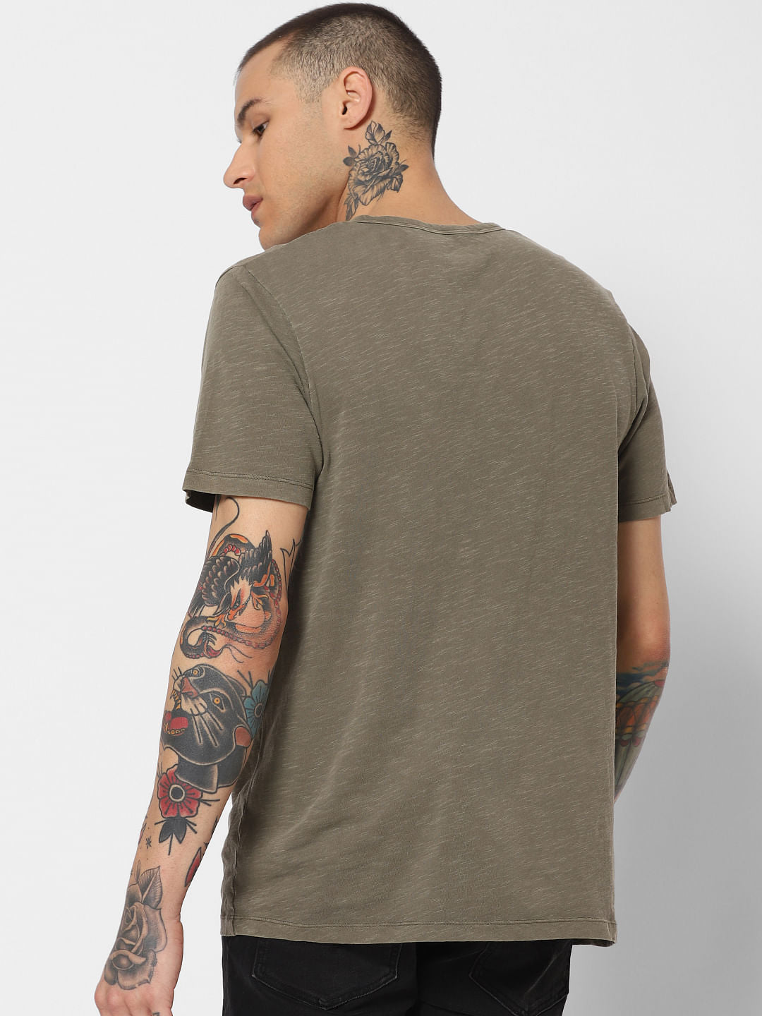 Green Washed Crew Neck T-Shirt