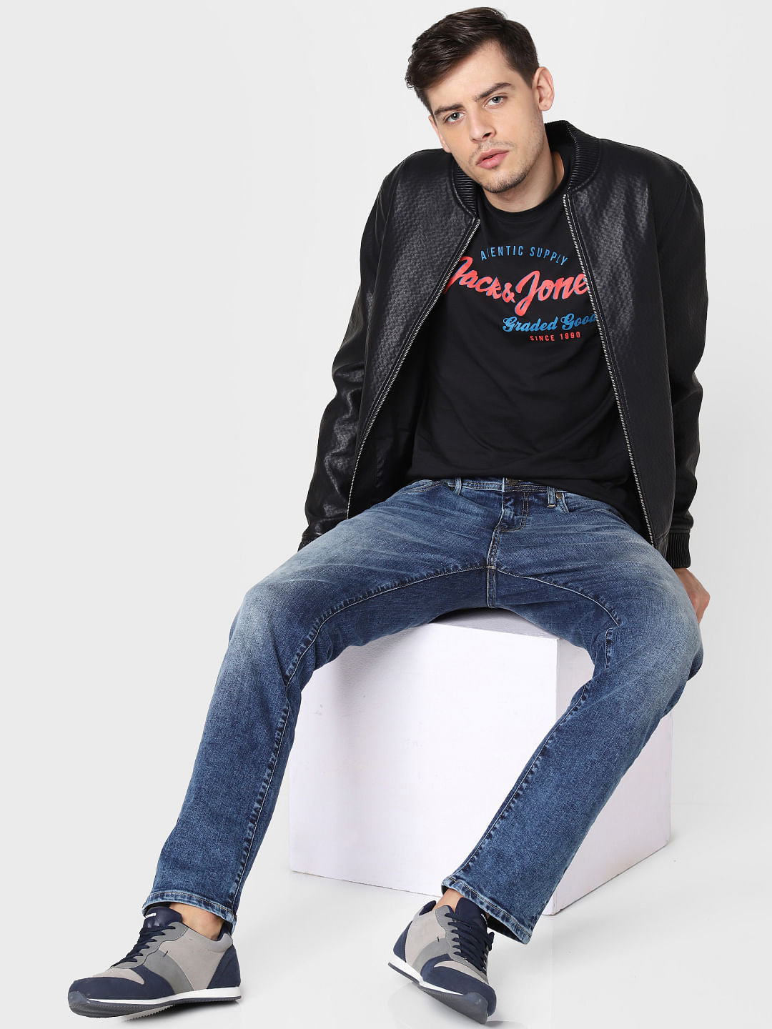 Black Logo Print Crew Neck T-Shirt