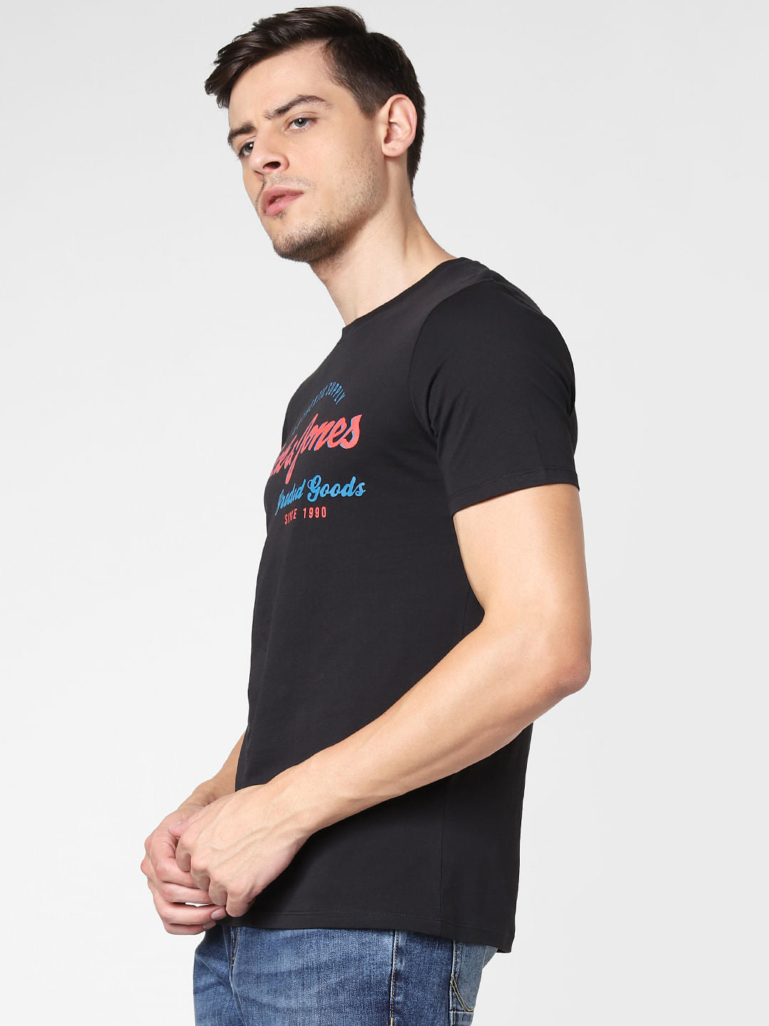 Black Logo Print Crew Neck T-Shirt