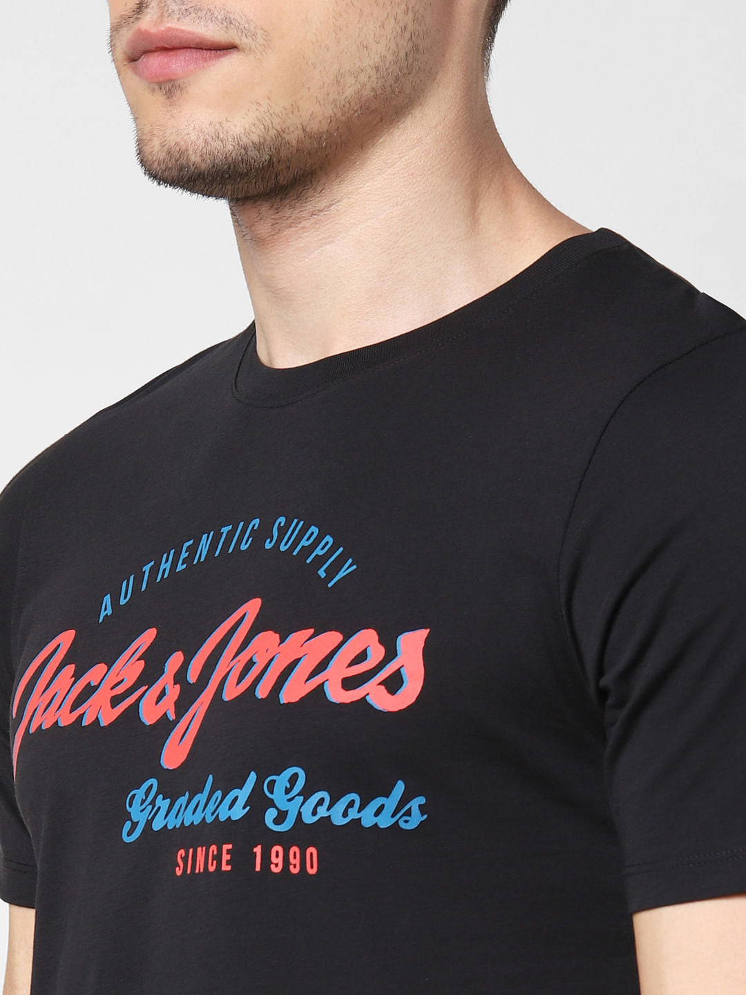 Black Logo Print Crew Neck T-Shirt