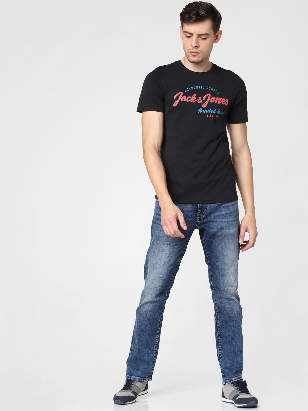 Black Logo Print Crew Neck T-Shirt