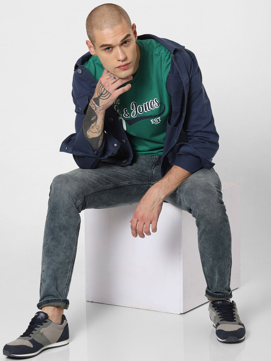 Green Logo Print Crew Neck T-Shirt - S