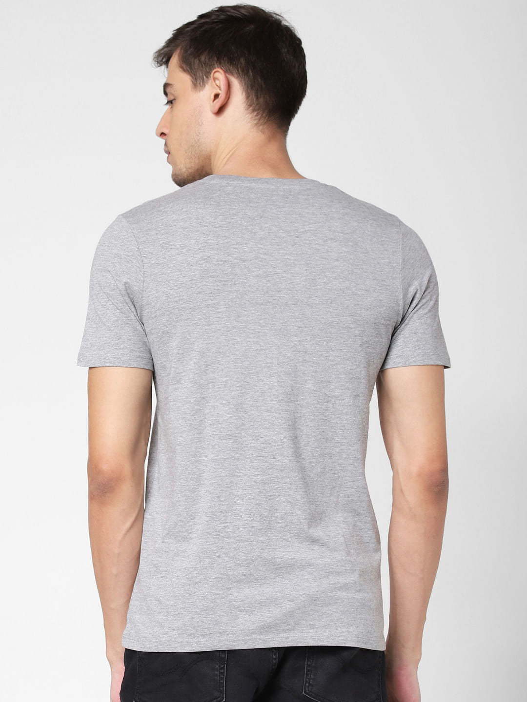 Light Grey Logo Print Crew Neck T-Shirt