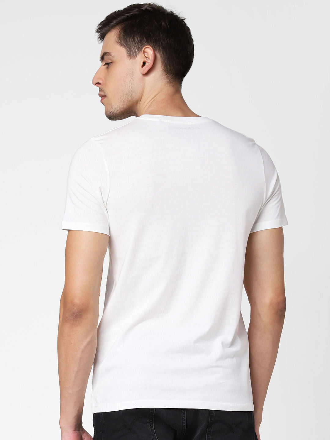 White Logo Print Crew Neck T-Shirt