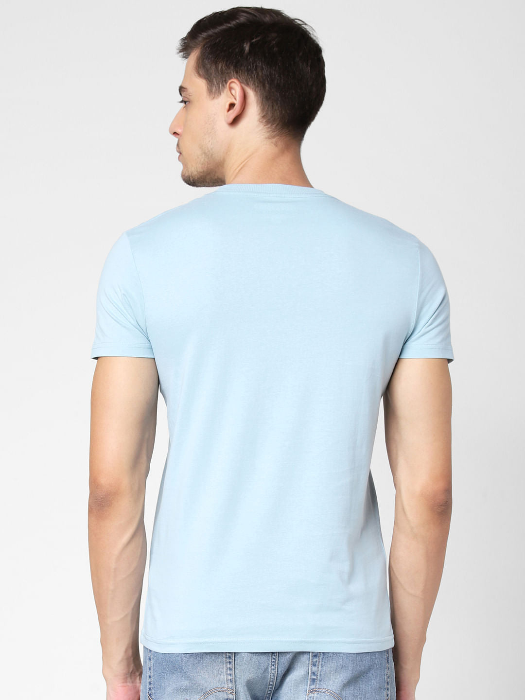 Blue Disconnect Print Crew Neck T-Shirt
