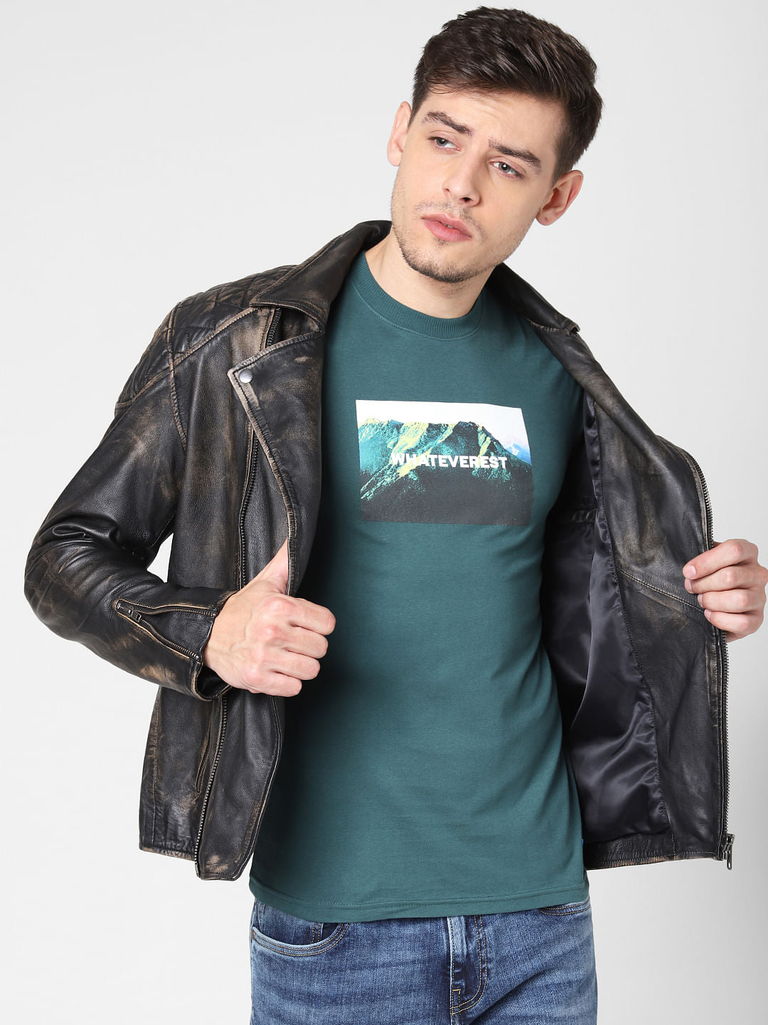 Green Graphic Print Crew Neck T-Shirt - S