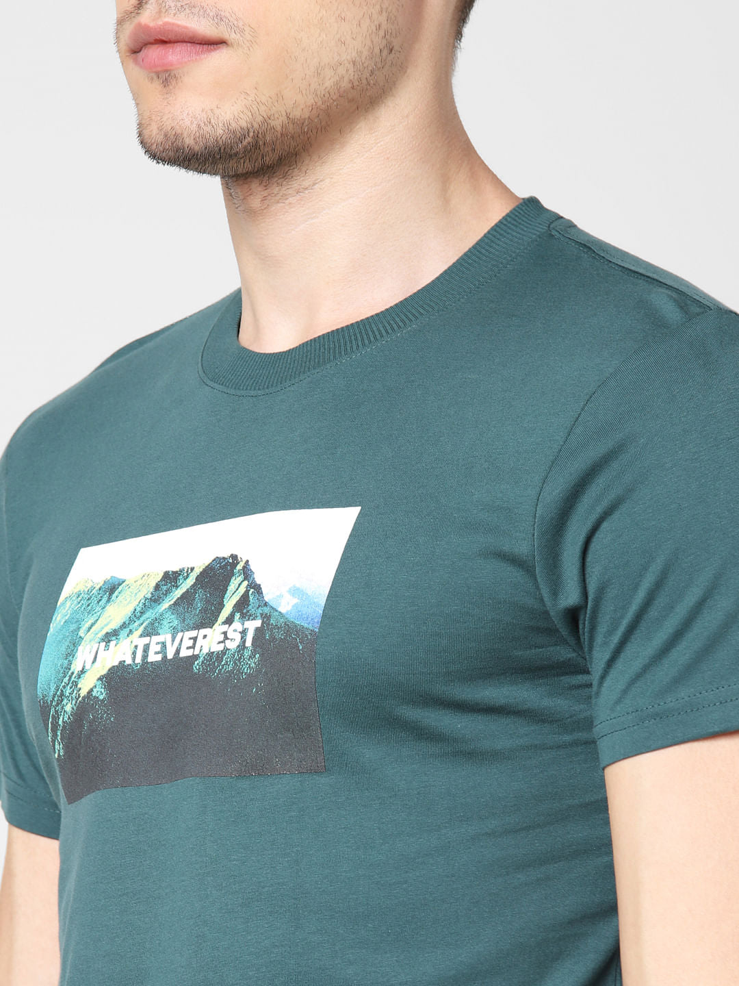 Green Graphic Print Crew Neck T-Shirt