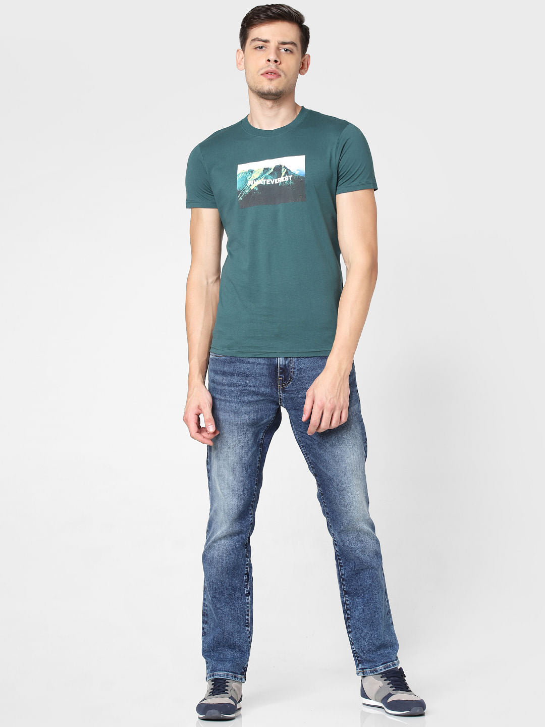 Green Graphic Print Crew Neck T-Shirt
