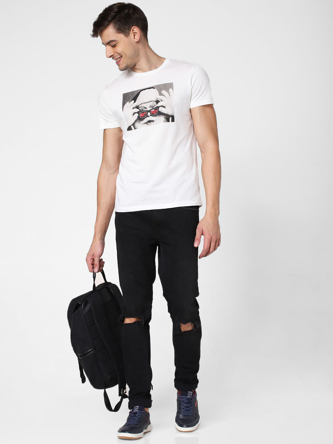 White Graphic Print Crew Neck T-Shirt - S